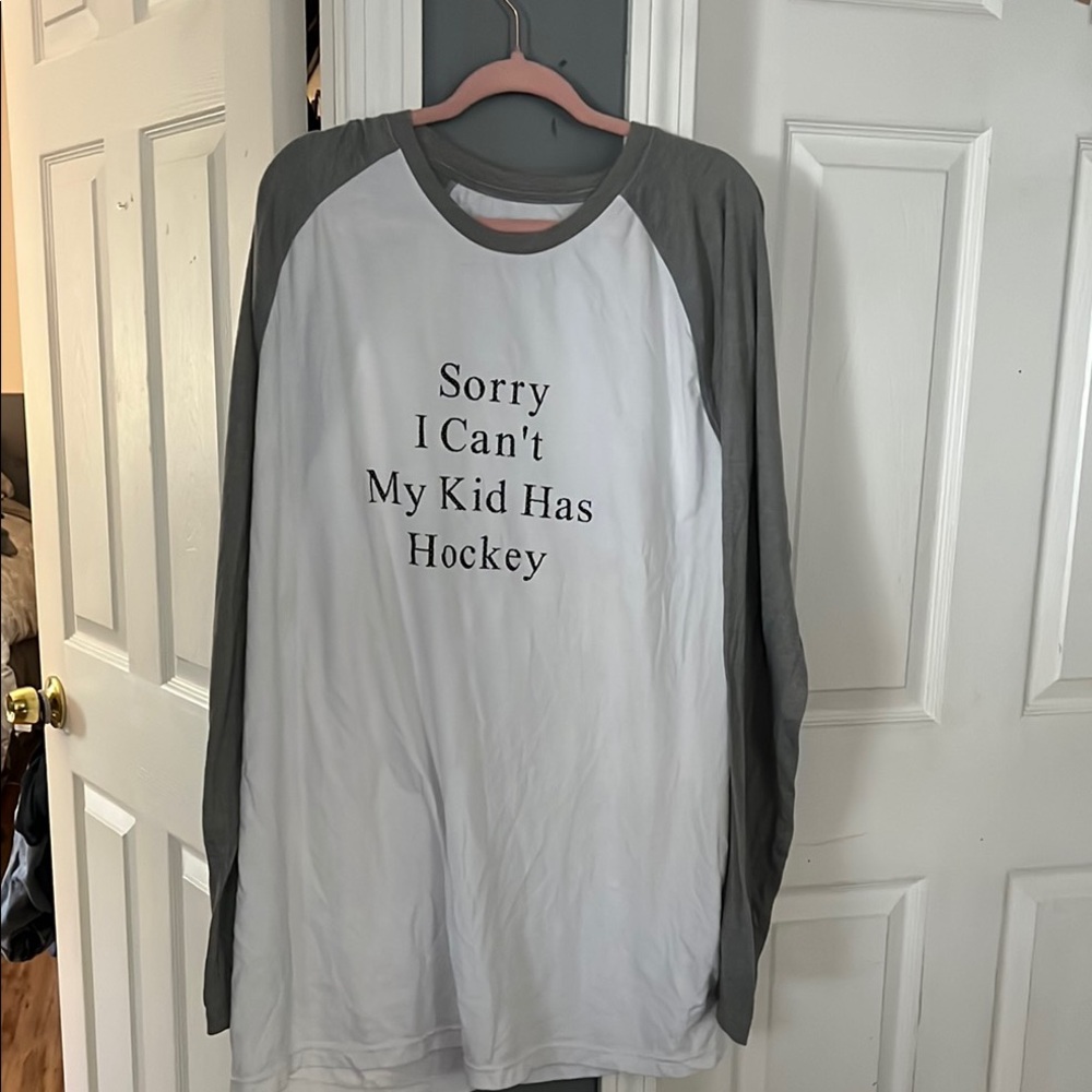 Gray and White Long Sleeve Shirt